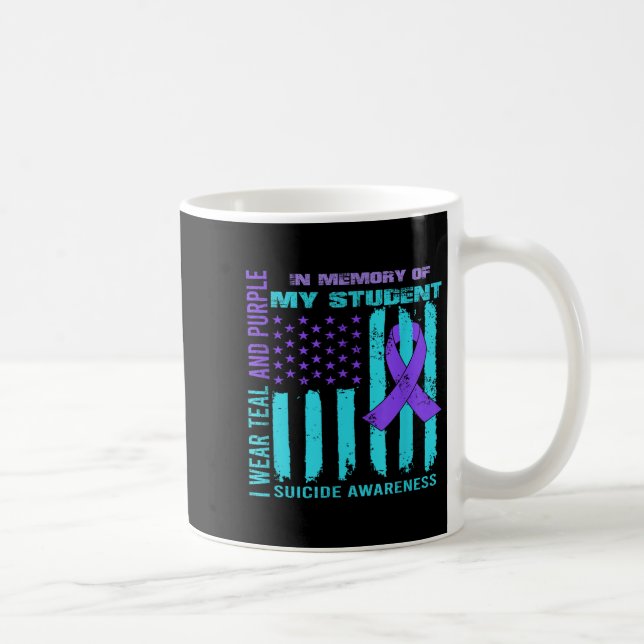 Teal Purple Ribbon Suicide Awareness Flag Student  Kaffeetasse (Rechts)