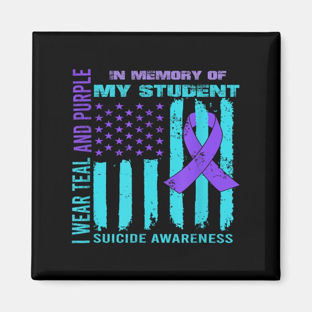 Teal Purple Ribbon Suicide Awareness Flag Student  Magnet (Vorne)