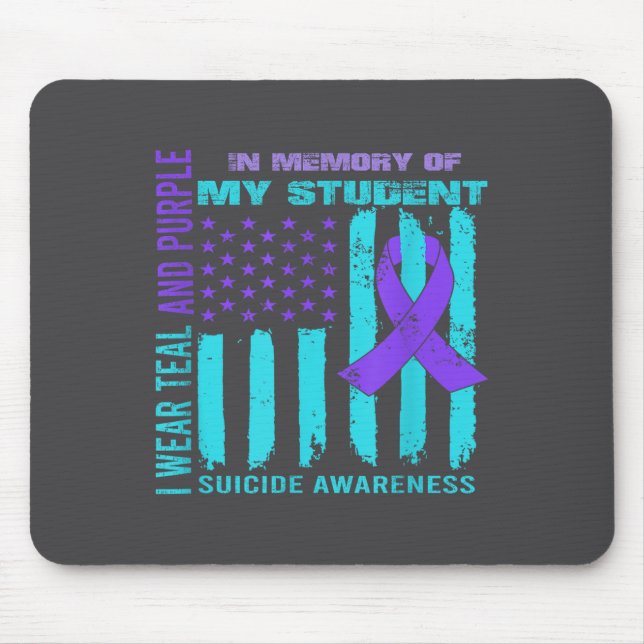 Teal Purple Ribbon Suicide Awareness Flag Student  Mousepad (Vorne)