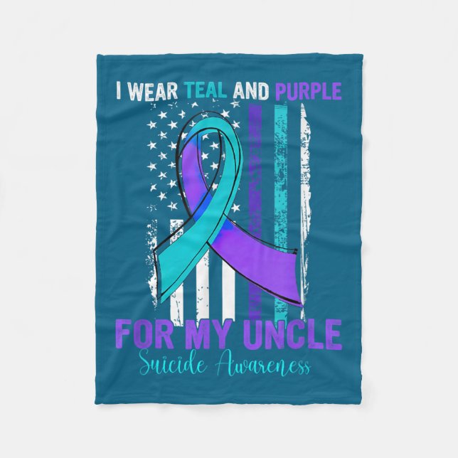 Teal Purple Ribbon Suicide Awareness Flag Uncle  Fleecedecke (Vorderseite)