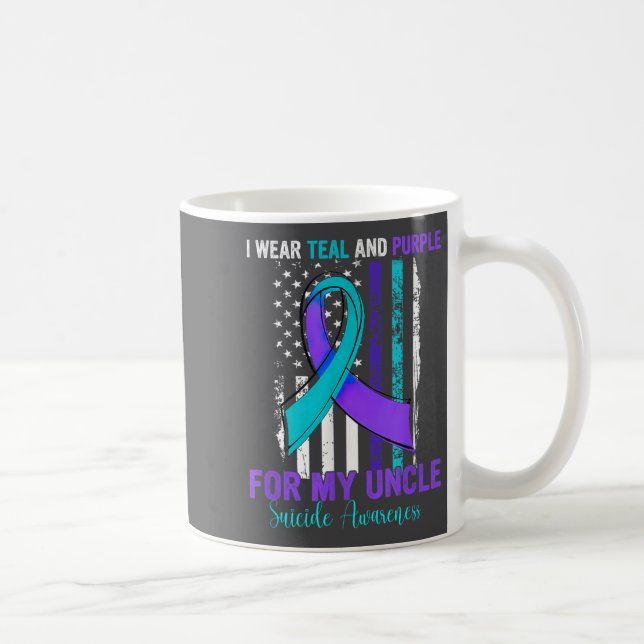Teal Purple Ribbon Suicide Awareness Flag Uncle  Kaffeetasse (Rechts)