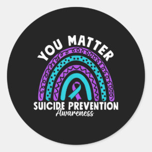 Teal-Purple-Ribbon zur Sensibilisierung für Suizid Runder Aufkleber