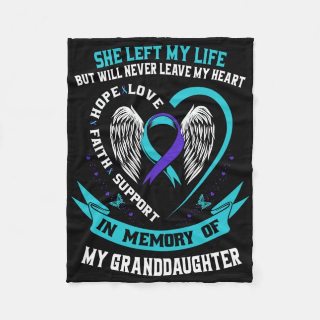 Teal Purple Suicide Awareness Granddaughter Memori Fleecedecke (Vorderseite)