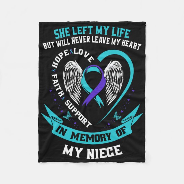 Teal Purple Suicide Awareness Ribbon Niece Memoria Fleecedecke (Vorderseite)