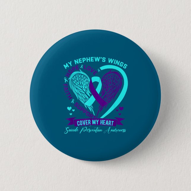 Teal Purple Suicide Prevention Awareness Nephew He Button (Vorderseite)