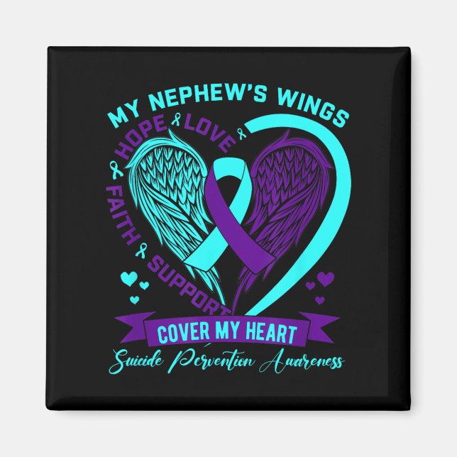Teal Purple Suicide Prevention Awareness Nephew He Magnet (Vorne)