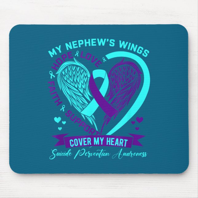 Teal Purple Suicide Prevention Awareness Nephew He Mousepad (Vorne)