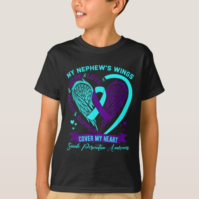 Teal Purple Suicide Prevention Awareness Nephew He T-Shirt (Vorderseite)