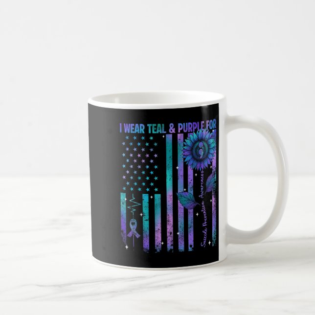 Teal Purple Us Usa Flag Suicide Prevention Awarene Kaffeetasse (Rechts)