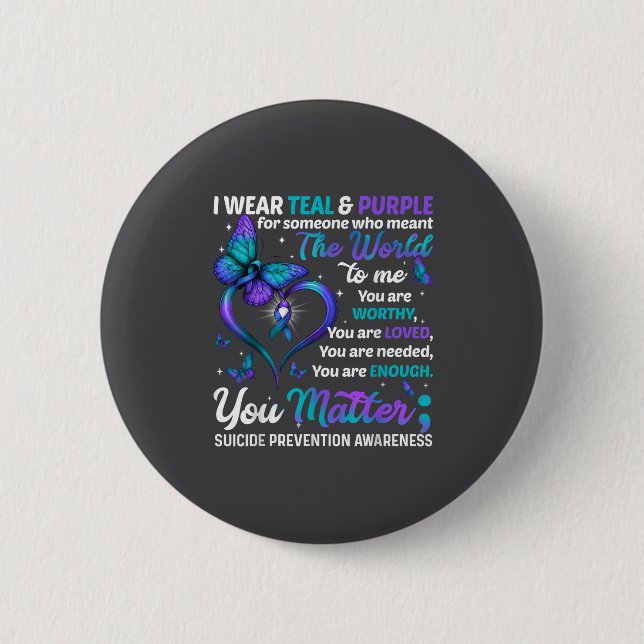Teal Purple You Suicide Prevention Awareness Month Button (Vorderseite)