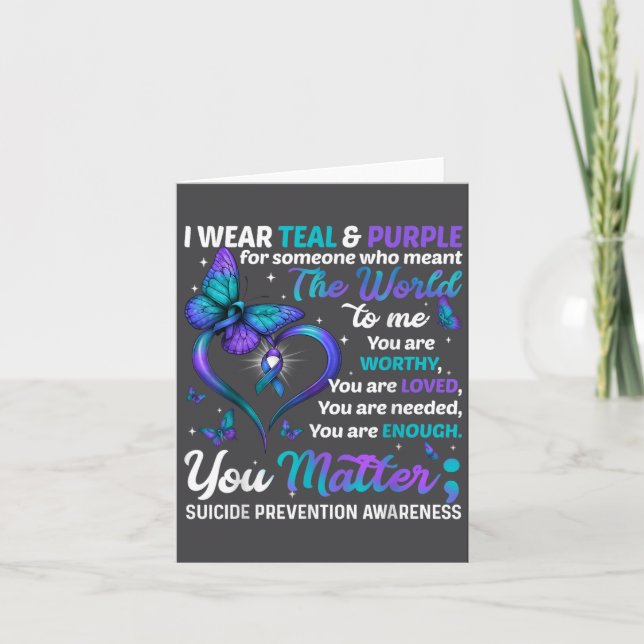 Teal Purple You Suicide Prevention Awareness Month Karte (Vorderseite)