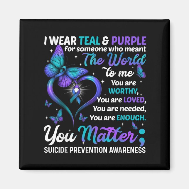Teal Purple You Suicide Prevention Awareness Month Magnet (Vorne)