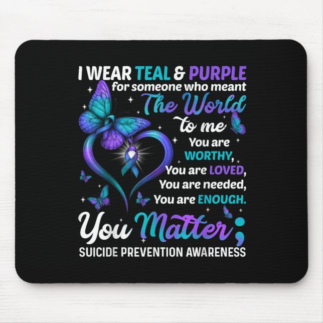 Teal Purple You Suicide Prevention Awareness Month Mousepad (Vorne)