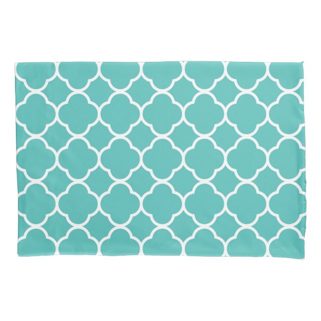 Teal Quatrefoil Pattern Kissenbezug (Vorderseite-Links)