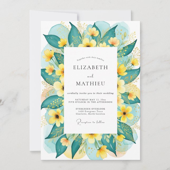 Teal Radiant Summer Wedding Einladung (Vorderseite)