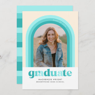 Teal Retro Arch Graduation Announcement Einladung