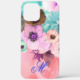 TEAL ROSA ANEMONENBLUMEN MONOGRAMM Case-Mate iPhone HÜLLE