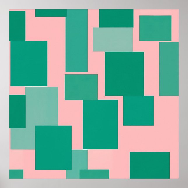 Teal Rosa Farbmuster Modern Abstract  Poster (Vorne)