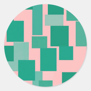 Teal Rosa Farbmuster Modernes Abstract Runder Aufkleber