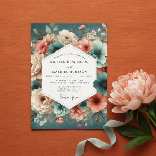 Teal Rose Enchanted Romance Hochzeit Einladung