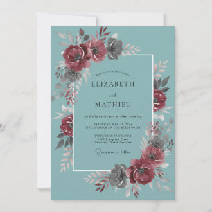 Teal Rose Herbsthochzeit Einladung