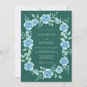 Teal Sanfte Blütenhochzeit Einladung
