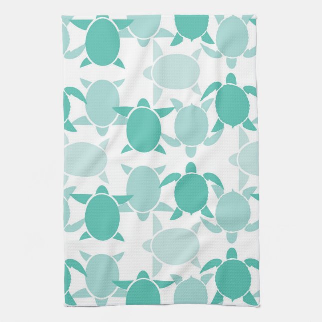 Teal-Schildkrötenmuster Geschirrtuch (Vertikal)