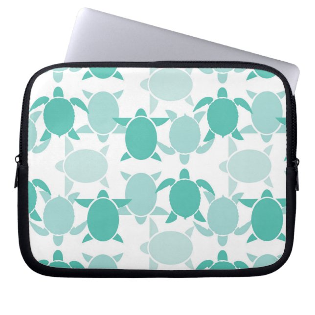 Teal-Schildkrötenmuster Laptopschutzhülle (Vorderseite)