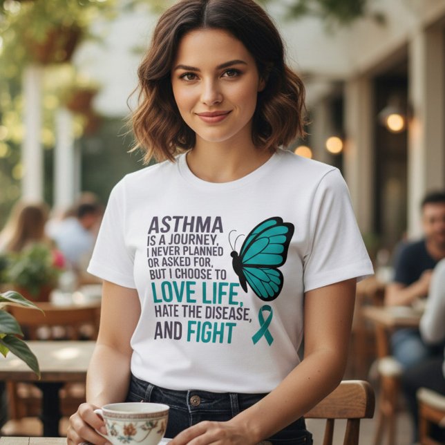 Teal-Schmetterling-Asthma-Bewusstsein Tri-Blend Shirt (Von Creator hochgeladen)
