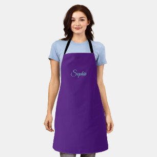 Teal Schriftname auf Lila Schürze