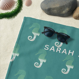Teal Seahorse Pattern Ocean Green Strandtuch
