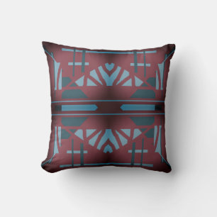 Teal-Seegras Burgund-Mittelmeer-Mosaik-Design Kissen