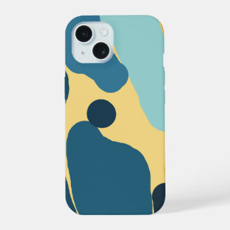 Teal & Senf abstrakte Hülle — Modern Minimalistisc iPhone 15 Hülle