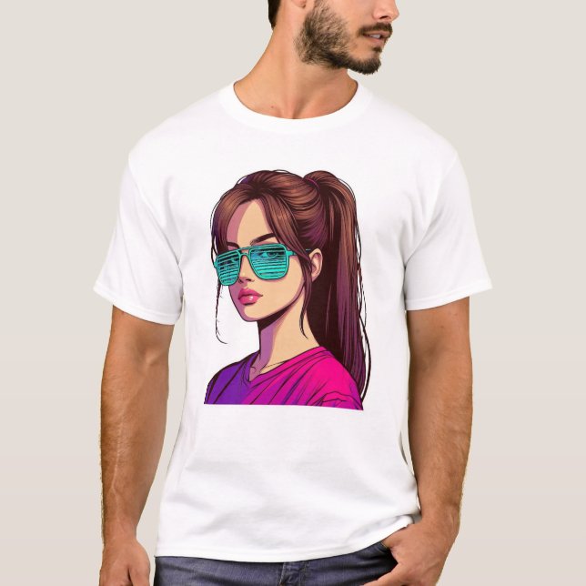 Teal Shades Mädchen Kunst T-Shirt (Vorderseite)