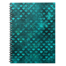 Teal Shadow Glam Glitter Hearts Pattern