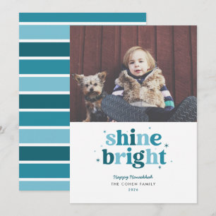 Teal Shine Bright Chanukka-Fotokarte Feiertagskarte