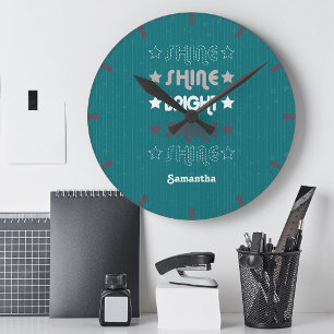 Teal Shine. Shine. Bright. Shine. Shine. Runde Wanduhr