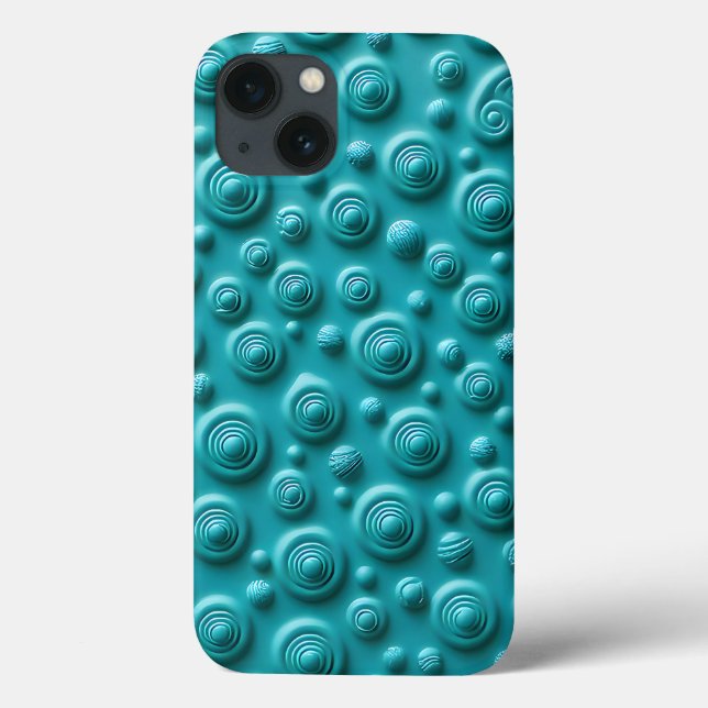 Teal Spiral Texture iPhone Case Cool Design (Rückseite)