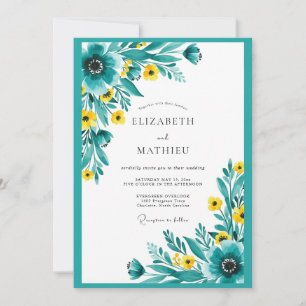 Teal strahlende Wiesenhochzeit Einladung