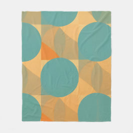 Teal, Tan, and Orange in Retro Look Pattern Fleecedecke