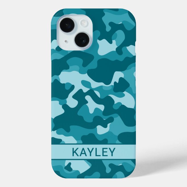 Teal-Tarnung Personalisiert Case-Mate iPhone Hülle (Rückseite)