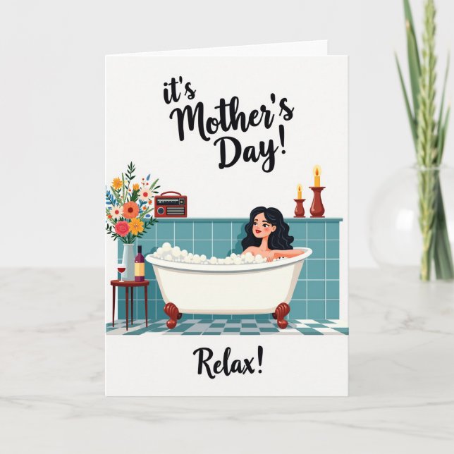 Teal Tile Relaxing Bath Card Karte (Vorderseite)