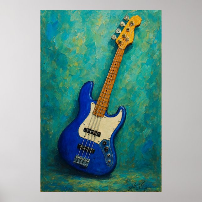 Teal Tones Bass - Abstract Electric Guitar Poster (Vorne)