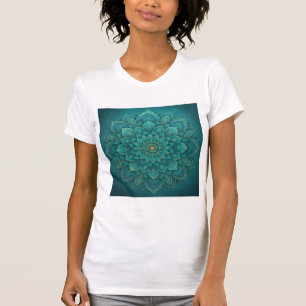 Teal-Tranquilitäts-Mandala – Boho-Spiritual-Kunst  T-Shirt