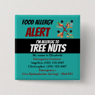 Teal Tree Nuss Lebensmittelallergie-Warnung Button