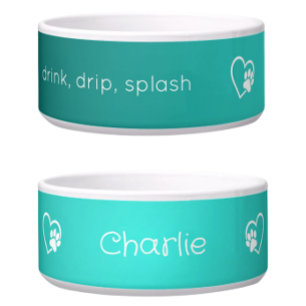 Teal 'Trink Spritzer Spritz' Hundename Schüssel
