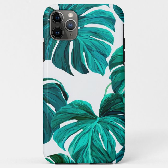 Teal Tropical Monstera Leaf Seamless Pattern Art Case-Mate iPhone Hülle (Rückseite)