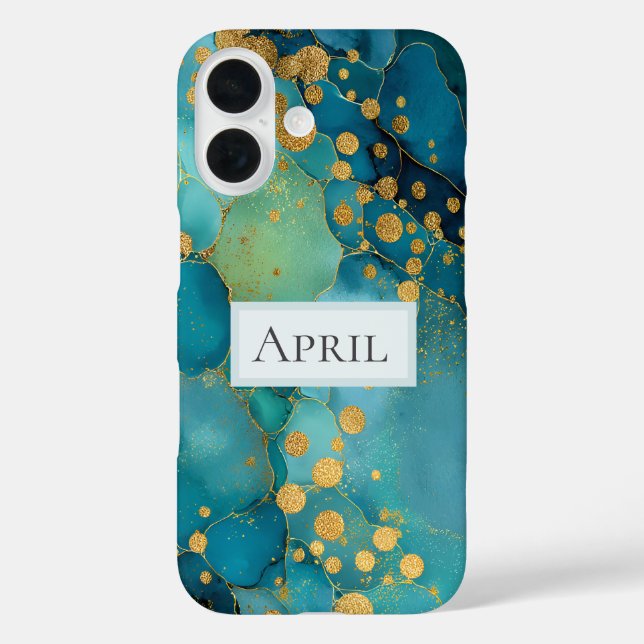 Teal, Turquoise & Gold Marble  Case-Mate iPhone Hülle (Rückseite)