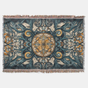 Teal und Bernstein-Medaillon mit aufwendigen Blume Decke