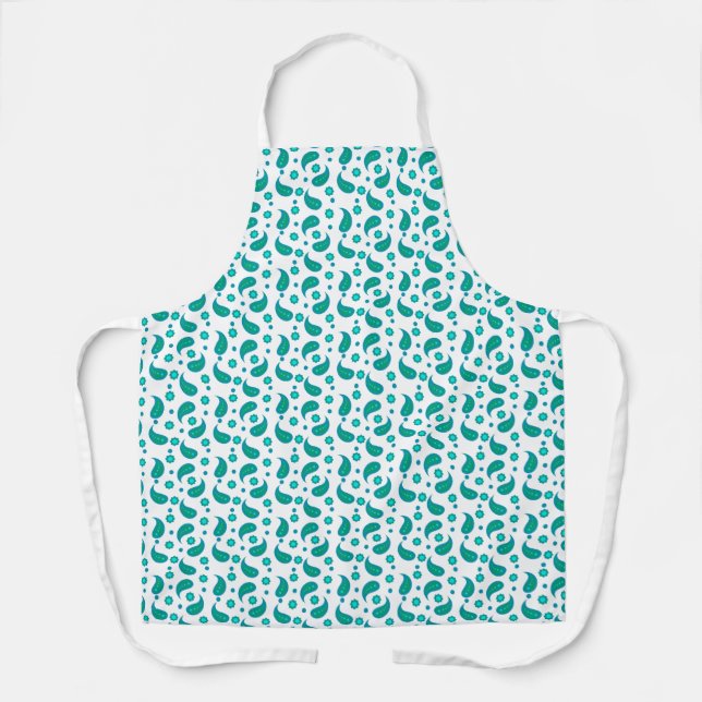 Teal- und Blaue Paisley-Blumenmuster | Modern Boho Schürze (Vorderseite)